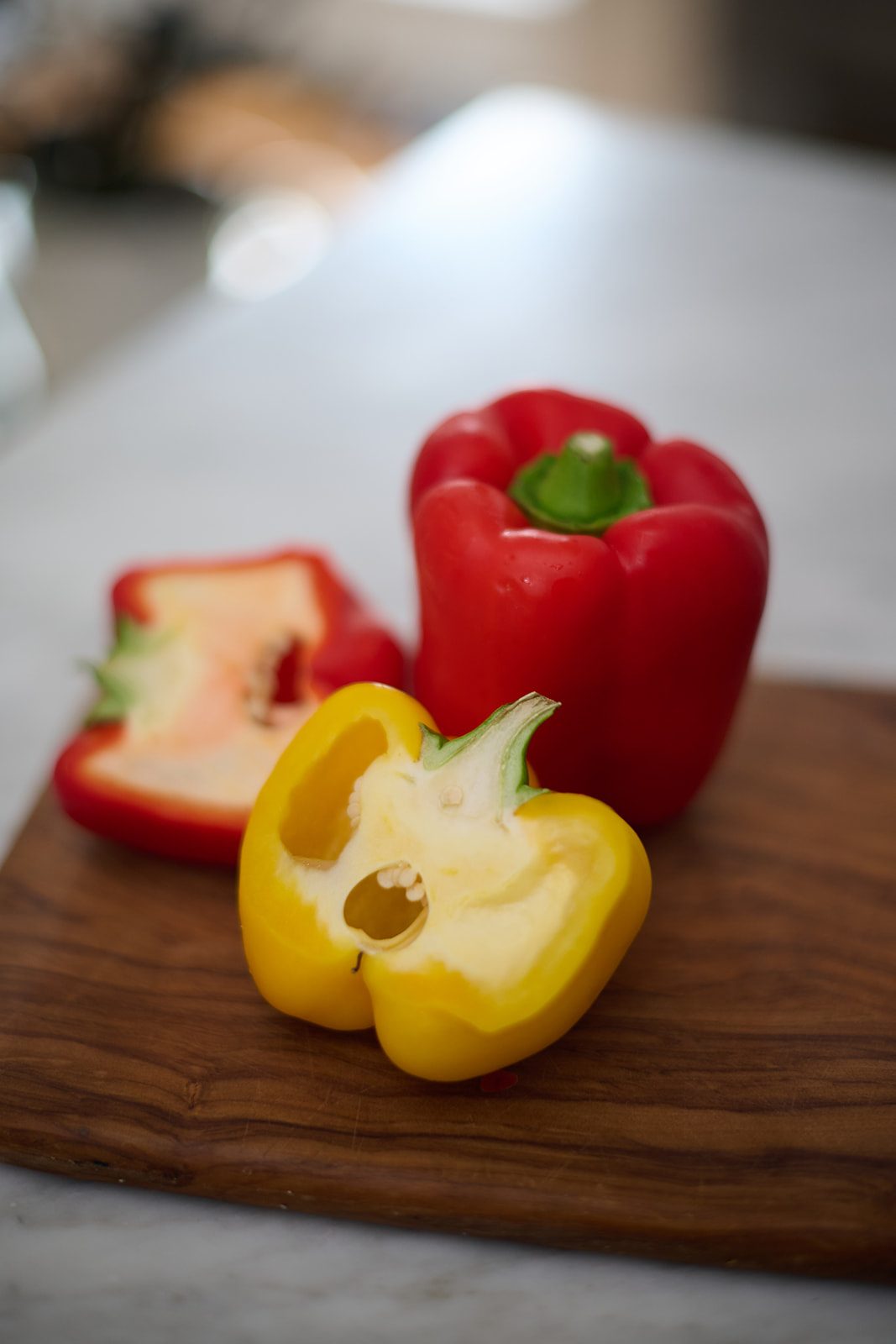 Peppers on a board
